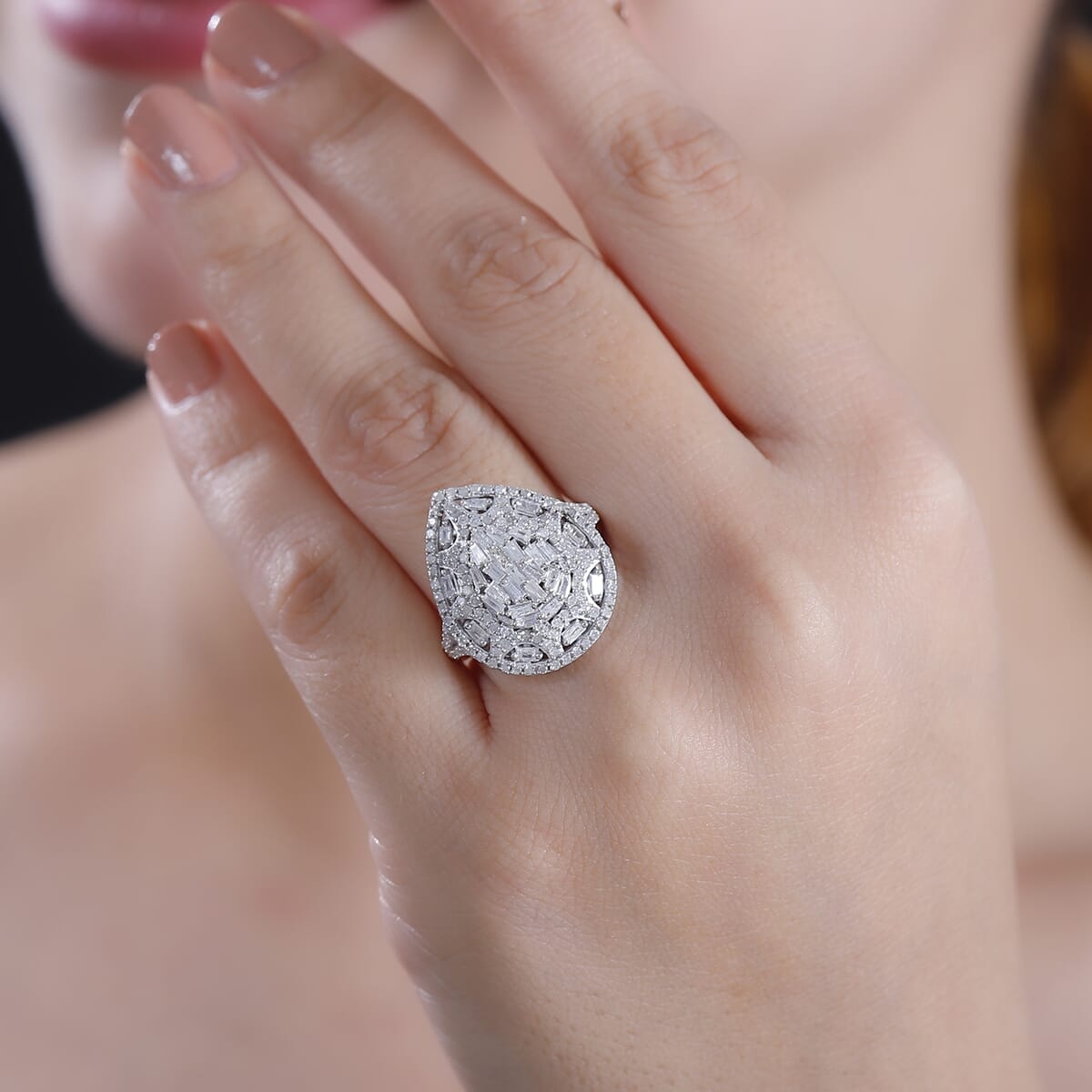 White Diamond 1.00 ctw Victorian Era Ring in Rhodium Over Sterling Silver (Size 7.0) image number 2