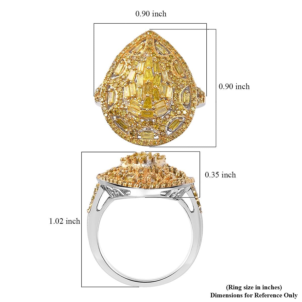 Yellow Diamond 1.00 ctw Victorian Era Ring in Rhodium Over Sterling Silver (Size 7.0) image number 5
