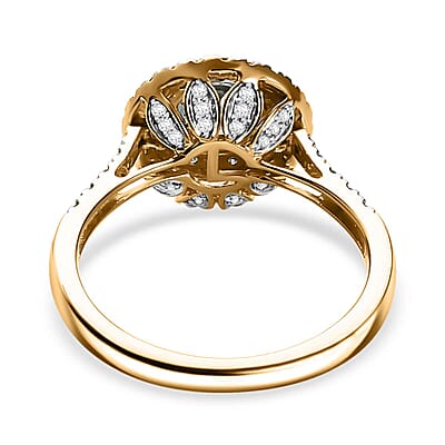 Luxoro AAA Santa Maria Aquamarine, Natural Champagne and G-H I2 Diamond 1.85 ctw Ring in 14K Yellow Gold (Size  6.0)