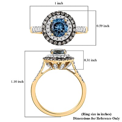 Luxoro AAA Santa Maria Aquamarine, Natural Champagne and G-H I2 Diamond 1.85 ctw Ring in 14K Yellow Gold (Size  6.0)