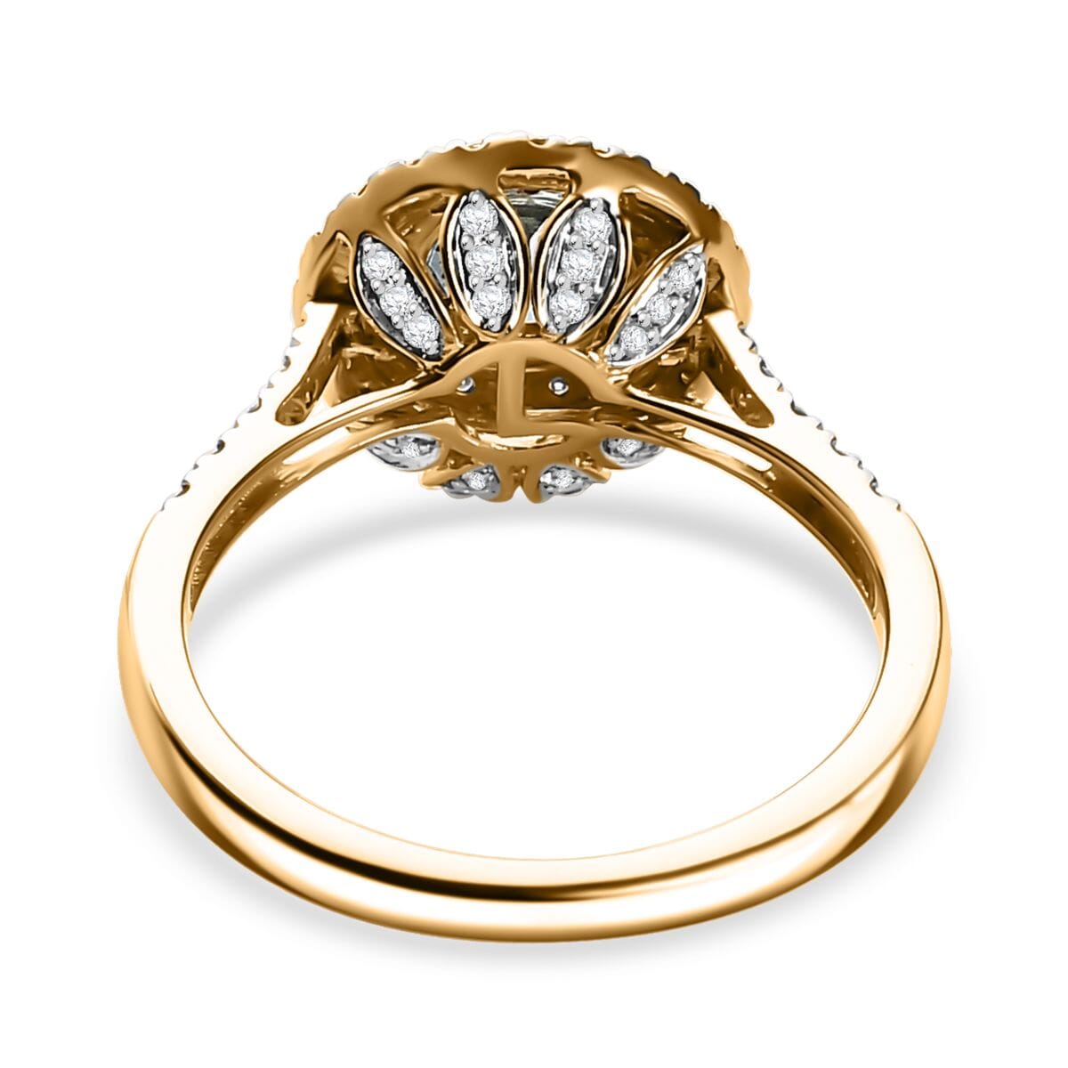 Luxoro AAA Santa Maria Aquamarine, Natural Champagne and G-H I2 Diamond 1.85 ctw Ring in 14K Yellow Gold (Size  9.0) image number 4
