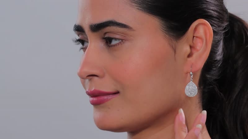 White Diamond 1.00 ctw Lever Back Earrings in Rhodium Over Sterling Silver