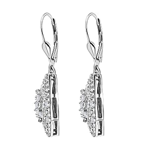 White Diamond 1.00 ctw Victorian Era Earrings in Rhodium Over Sterling Silver