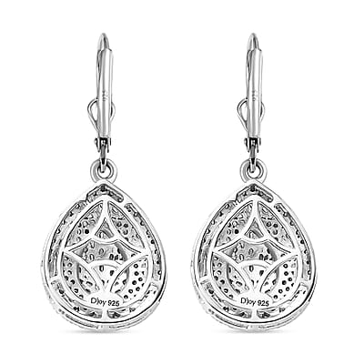 White Diamond 1.00 ctw Victorian Era Earrings in Rhodium Over Sterling Silver