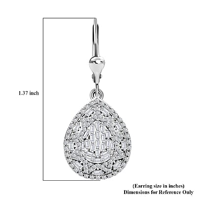 White Diamond 1.00 ctw Victorian Era Earrings in Rhodium Over Sterling Silver