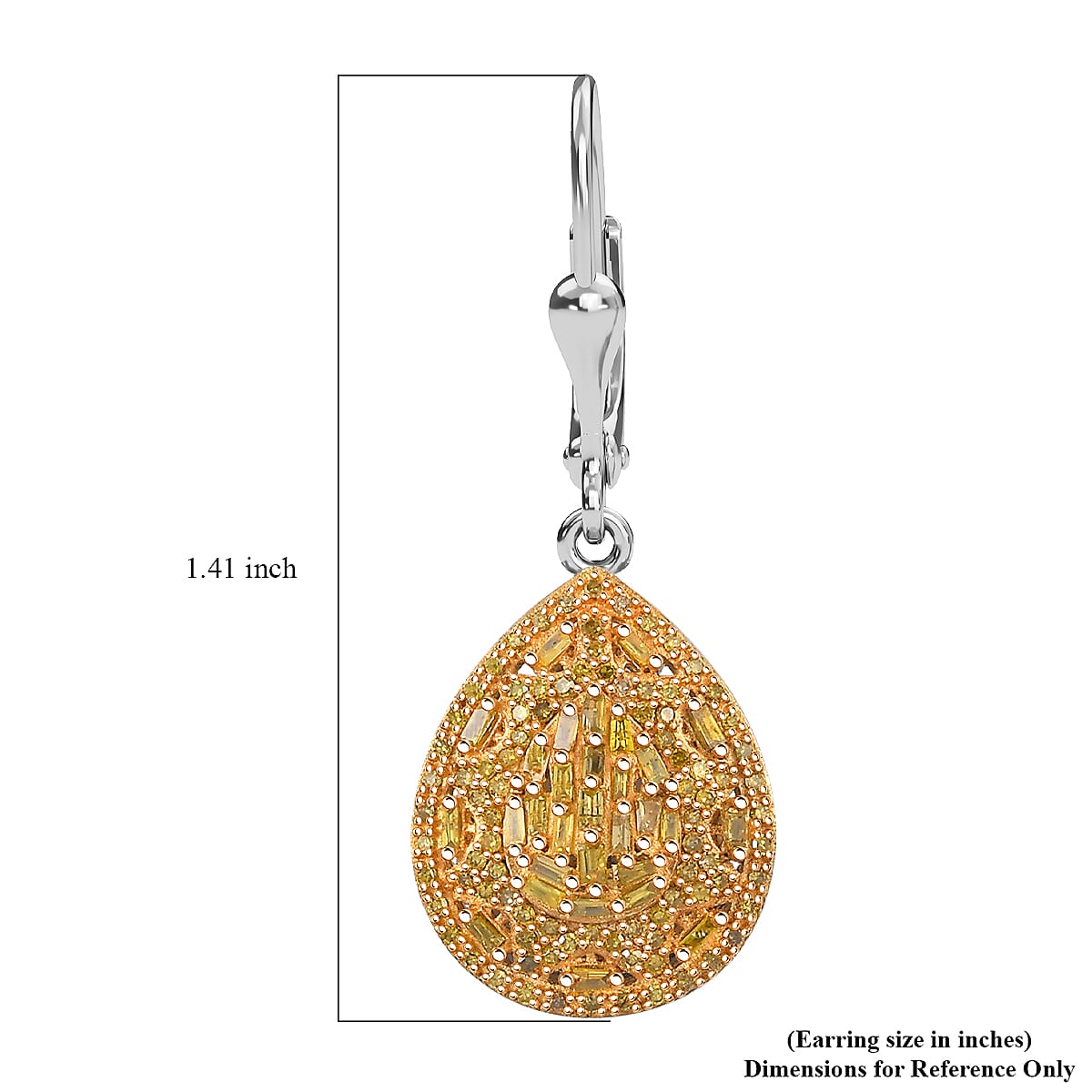 D'Joy Yellow Diamond 1.00 ctw Victorian Era Earrings in Rhodium Over Sterling Silver image number 4