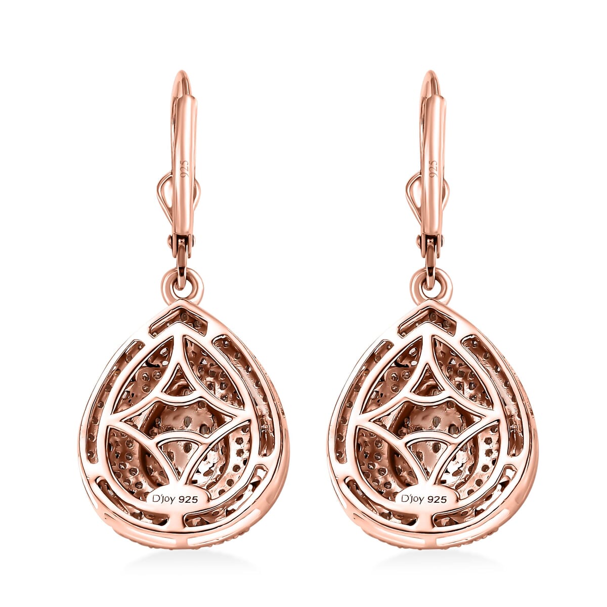 Natural Champagne Diamond 1.00 ctw Victorian Era Earrings in 18K Vermeil Rose Gold Over Sterling Silver image number 4