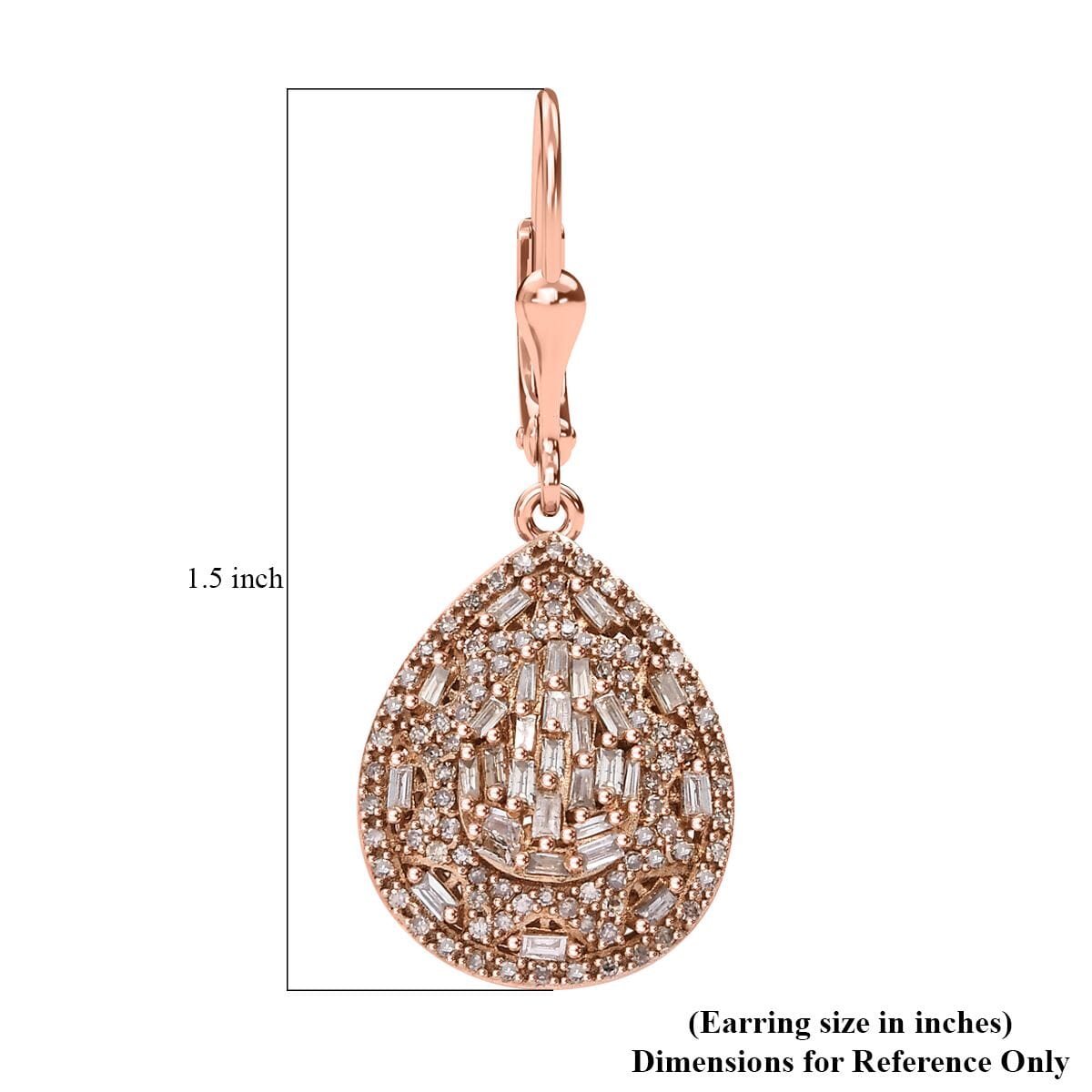 Natural Champagne Diamond 1.00 ctw Victorian Era Earrings in 18K Vermeil Rose Gold Over Sterling Silver image number 5