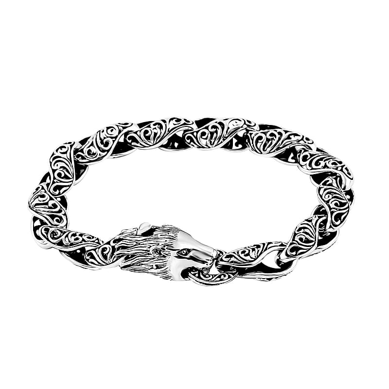 Bali Legacy Filigree Lion Bracelet in Sterling Silver (6.50 In) 30.90 Grams