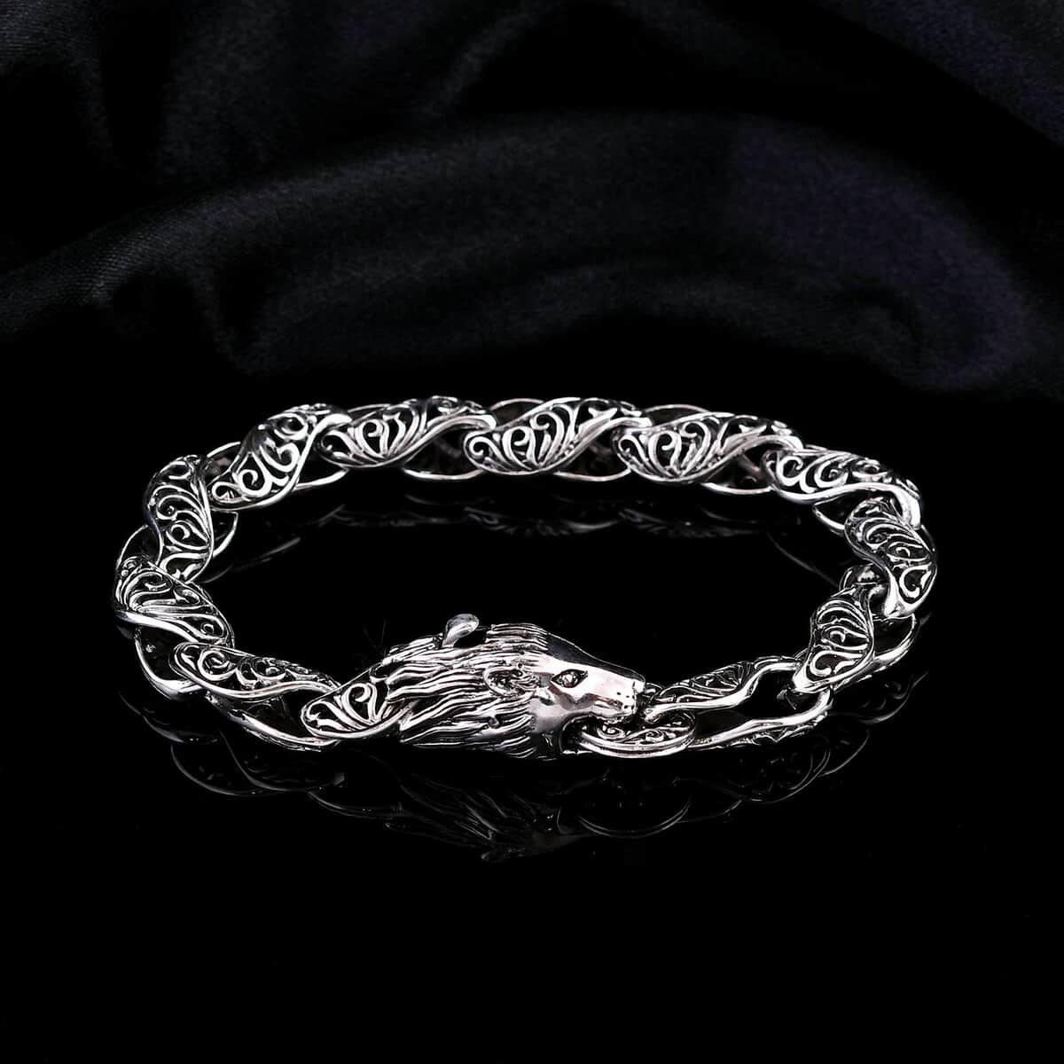 Bali Legacy Filigree Lion Bracelet in Sterling Silver (6.50 In) 30.90 Grams image number 1