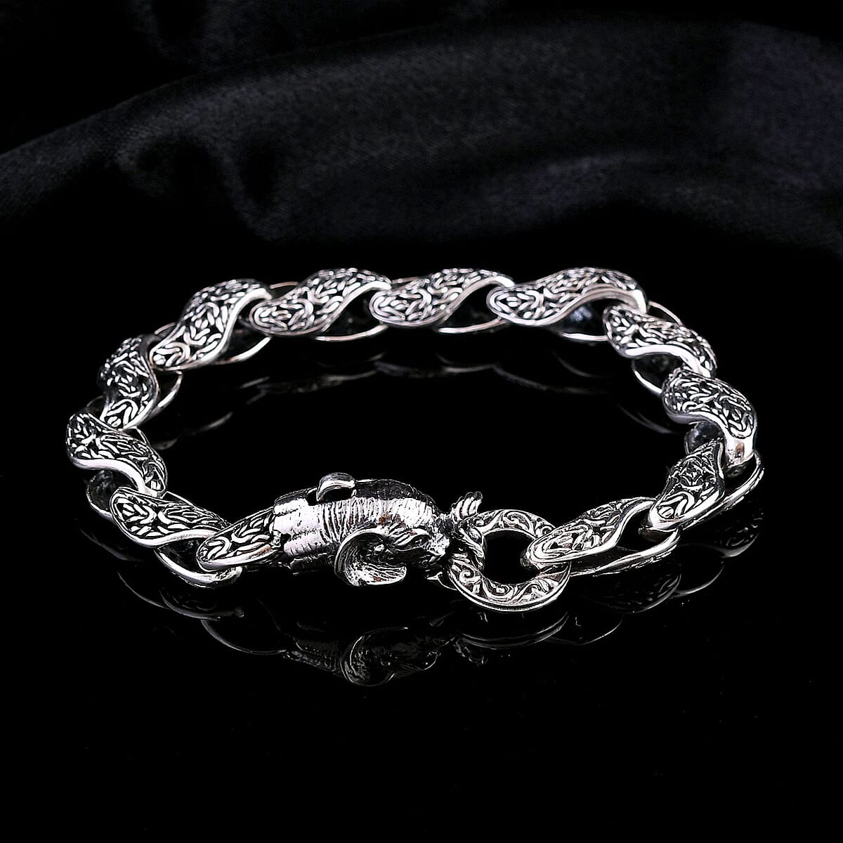 Bali Legacy Borobudur Elephant Bracelet in Sterling Silver (6.50 In) 29.30 Grams image number 1