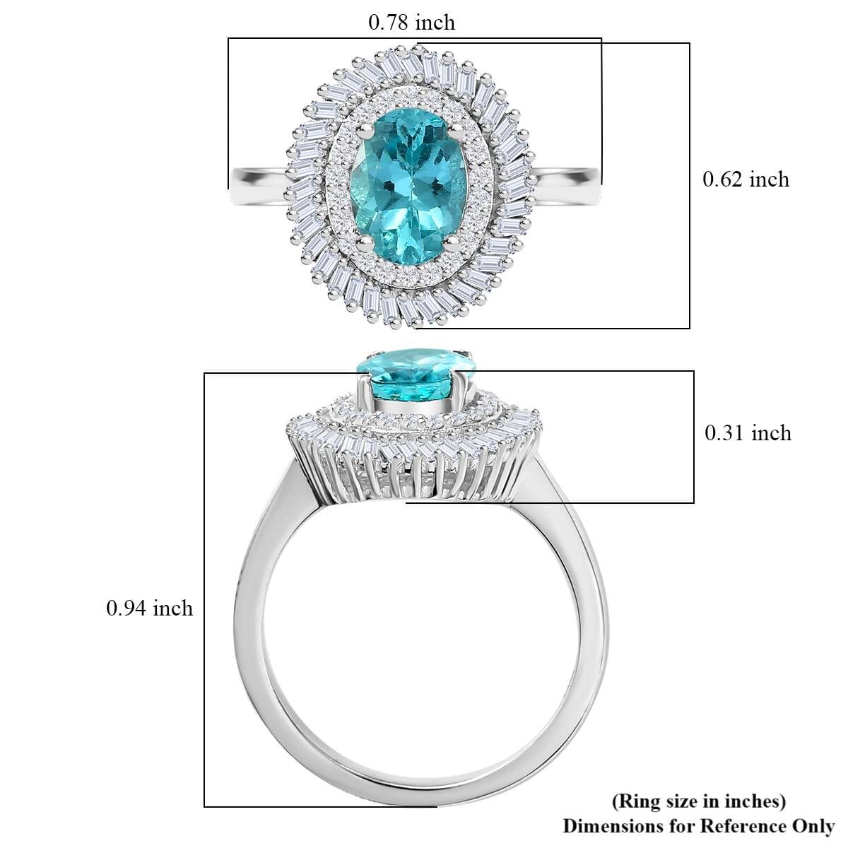 Madagascar Lagoon Apatite and Diamond 1.65 ctw Spirit of the Sea Ring in Rhodium Over Sterling Silver (Size 9.0) image number 5