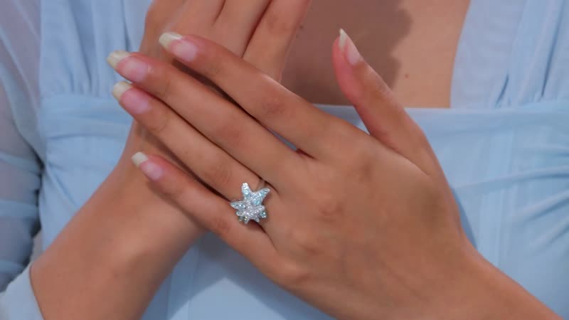 Lagoon Apatite, Moissanite Ring in Rhodium Over Sterling Silver (Size 10.0) 1.00 ctw