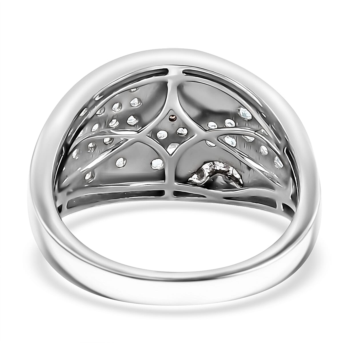 Madagascar Lagoon Apatite, Brown and White Zircon 0.85 ctw Oceanic Serenity Ring in Rhodium Over Sterling Silver (Size 9.0) image number 4
