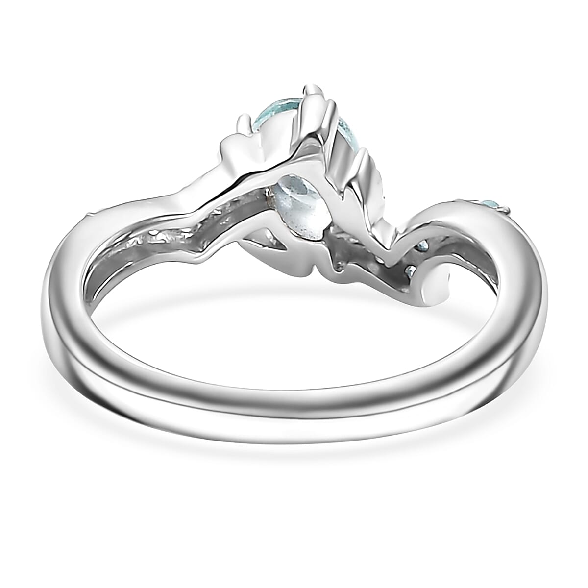 Madagascar Lagoon Apatite and Betroka Blue Apatite 0.50 ctw Sea Turtle Ring in Rhodium Over Sterling Silver (Size 10.0)