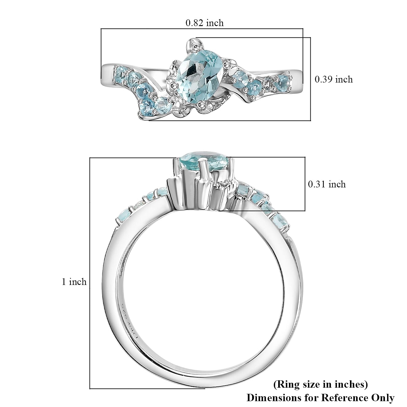 Madagascar Lagoon Apatite and Betroka Blue Apatite 0.50 ctw Sea Turtle Ring in Rhodium Over Sterling Silver (Size 10.0)