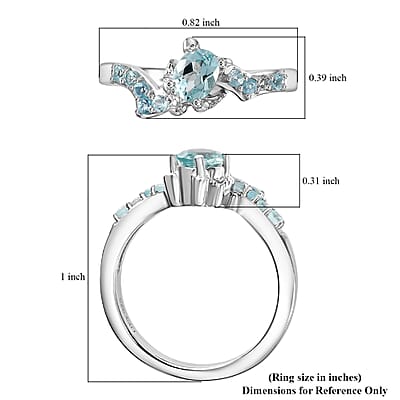 Madagascar Lagoon Apatite and Betroka Blue Apatite 0.50 ctw Sea Turtle Ring in Rhodium Over Sterling Silver (Size 10.0)