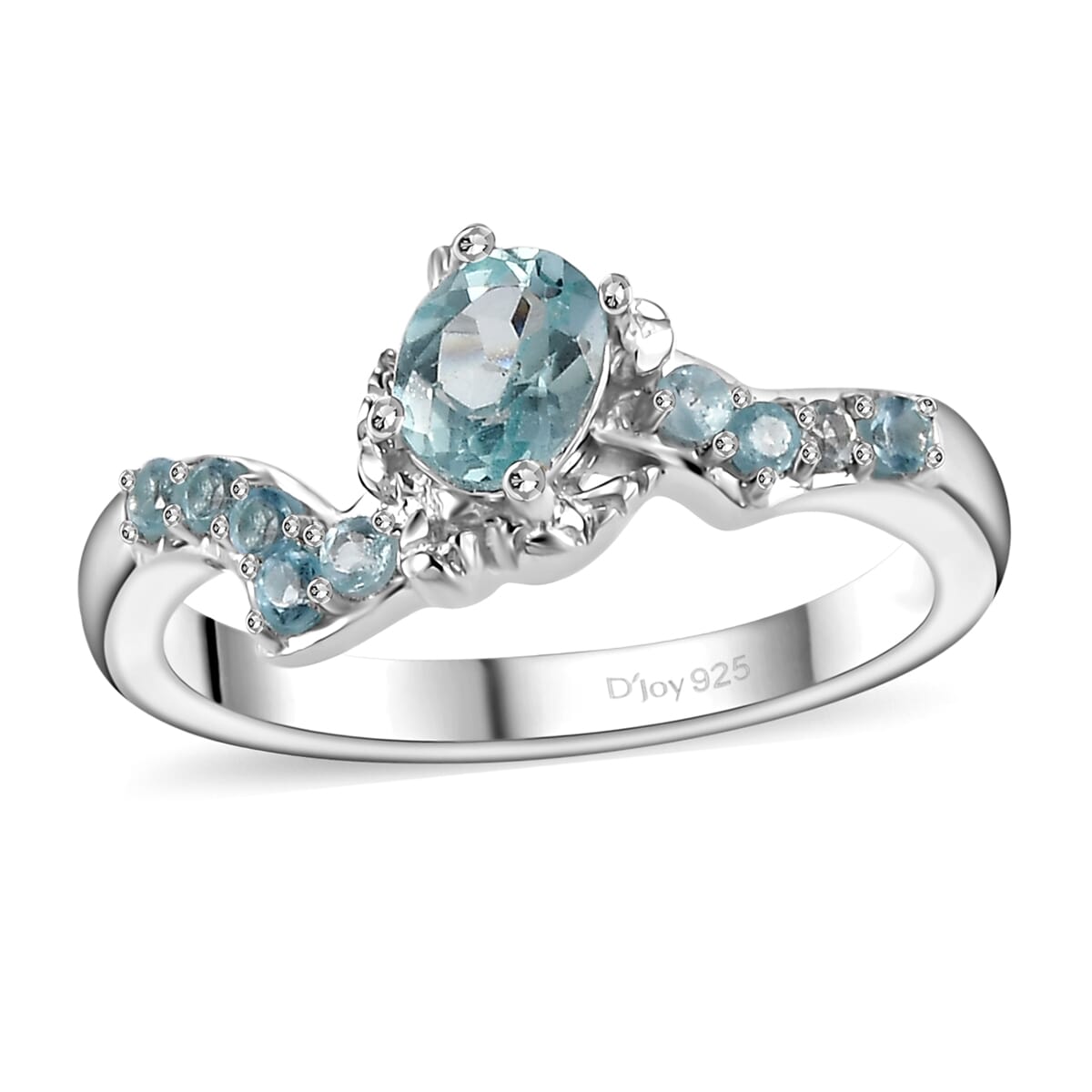 Madagascar Lagoon Apatite and Betroka Blue Apatite 0.50 ctw Sea Turtle Ring in Rhodium Over Sterling Silver (Size 9.0) image number 0