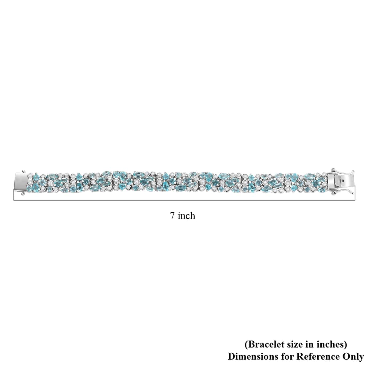 Madagascar Lagoon Apatite and Moissanite 12.85 ctw Ocean Bubble Bracelet in Rhodium Over Sterling Silver (6.50 In) image number 4