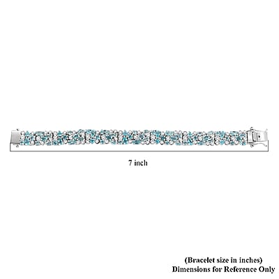 D'Joy Madagascar Lagoon Apatite and Moissanite 12.85 ctw Ocean Bubble Bracelet in Rhodium Over Sterling Silver (6.50 In)