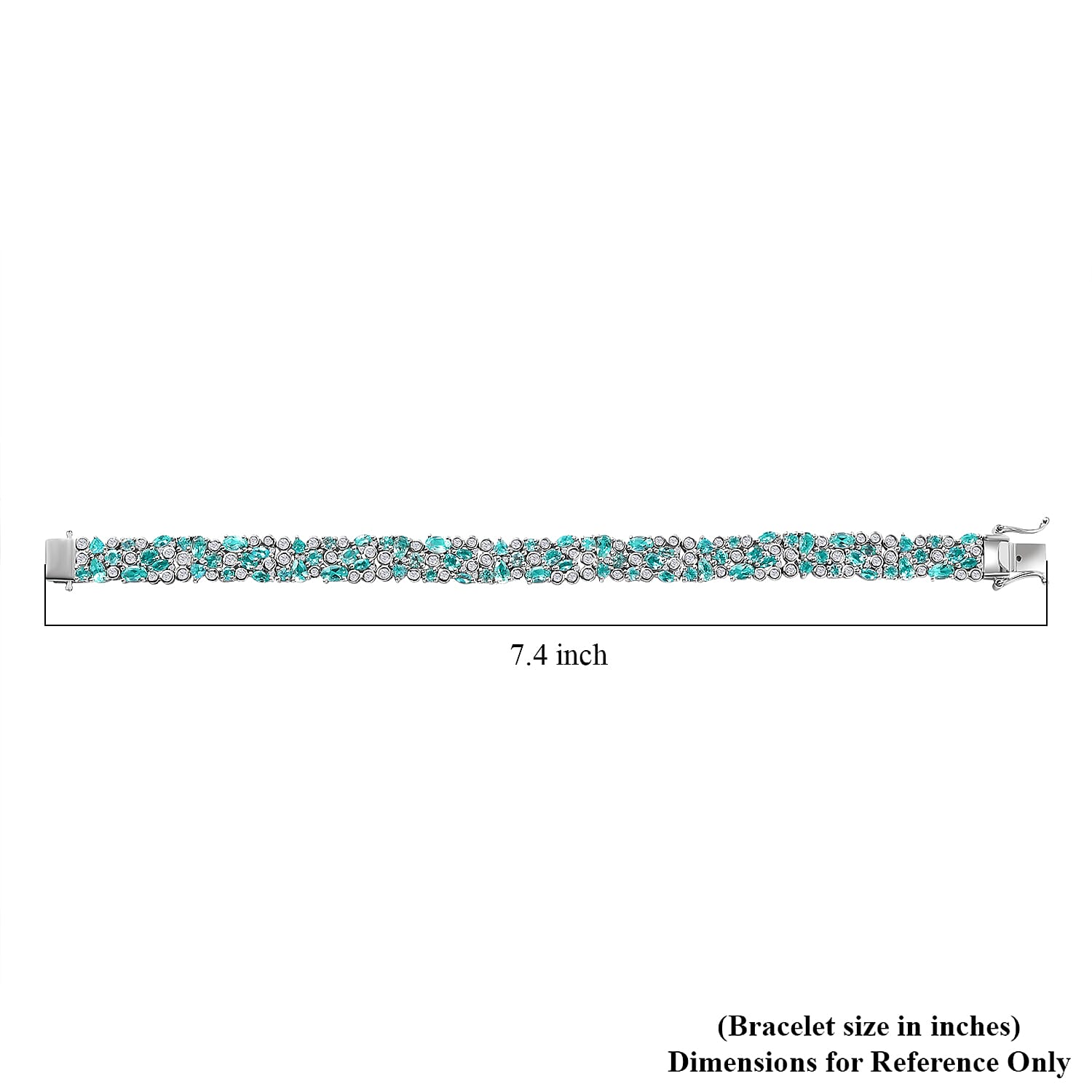 D'Joy Madagascar Lagoon Apatite and Moissanite 13.00 ctw Ocean Bubble Bracelet in Rhodium Over Sterling Silver (7.25 In)