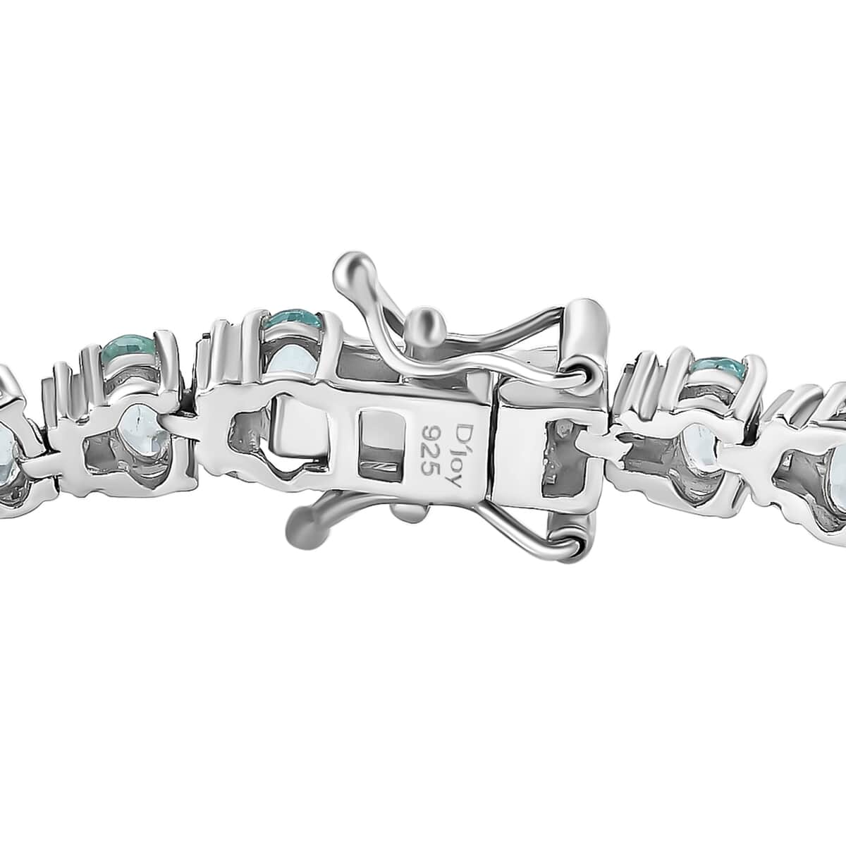 Madagascar Lagoon Apatite and Moissanite 10.70 ctw Ocean Wave Bracelet in Rhodium Over Sterling Silver (7.25 In) image number 3