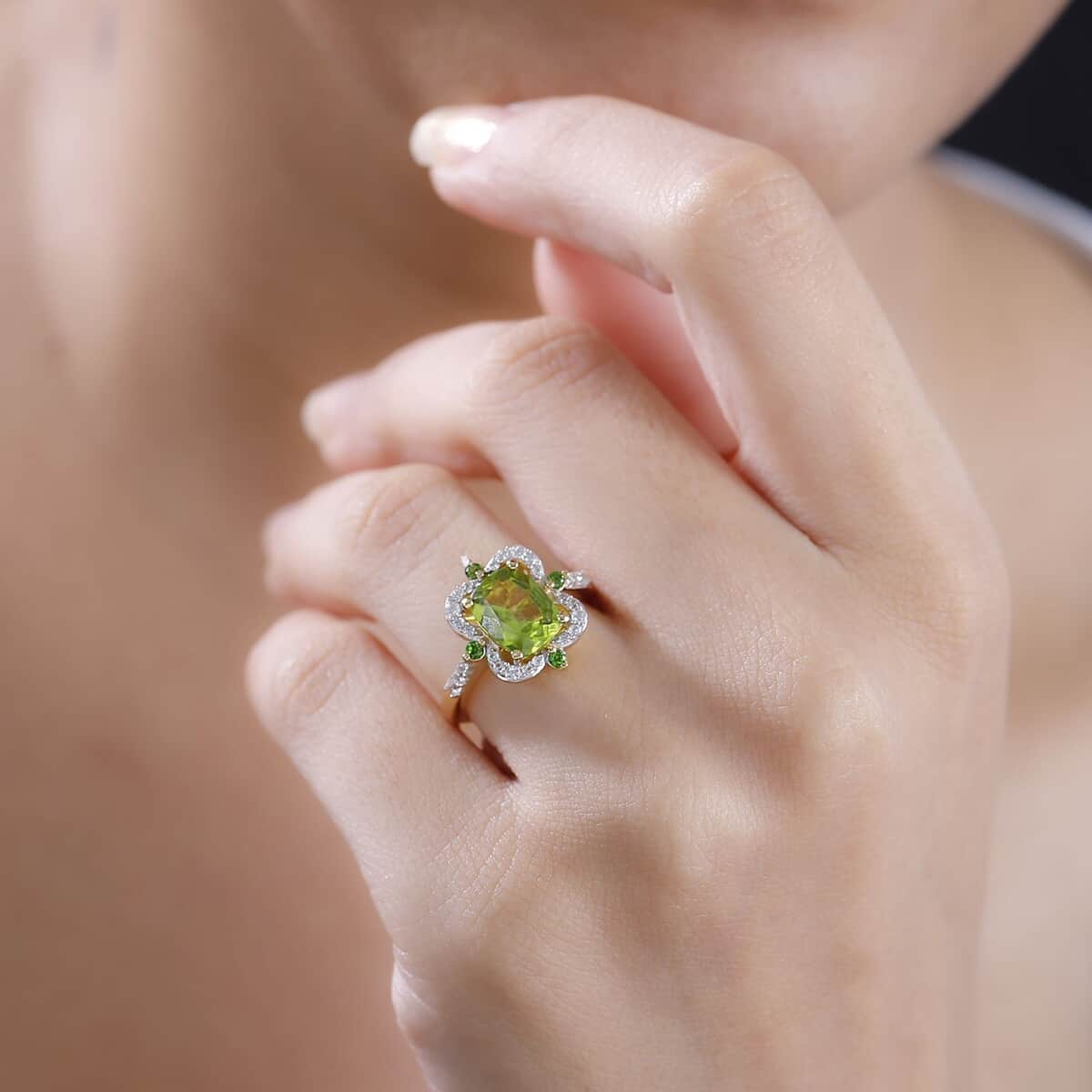 Peridot, Multi Gemstone Ring in 18K Vermeil YG Over Sterling Silver (Size 10.0) 2.85 ctw image number 2