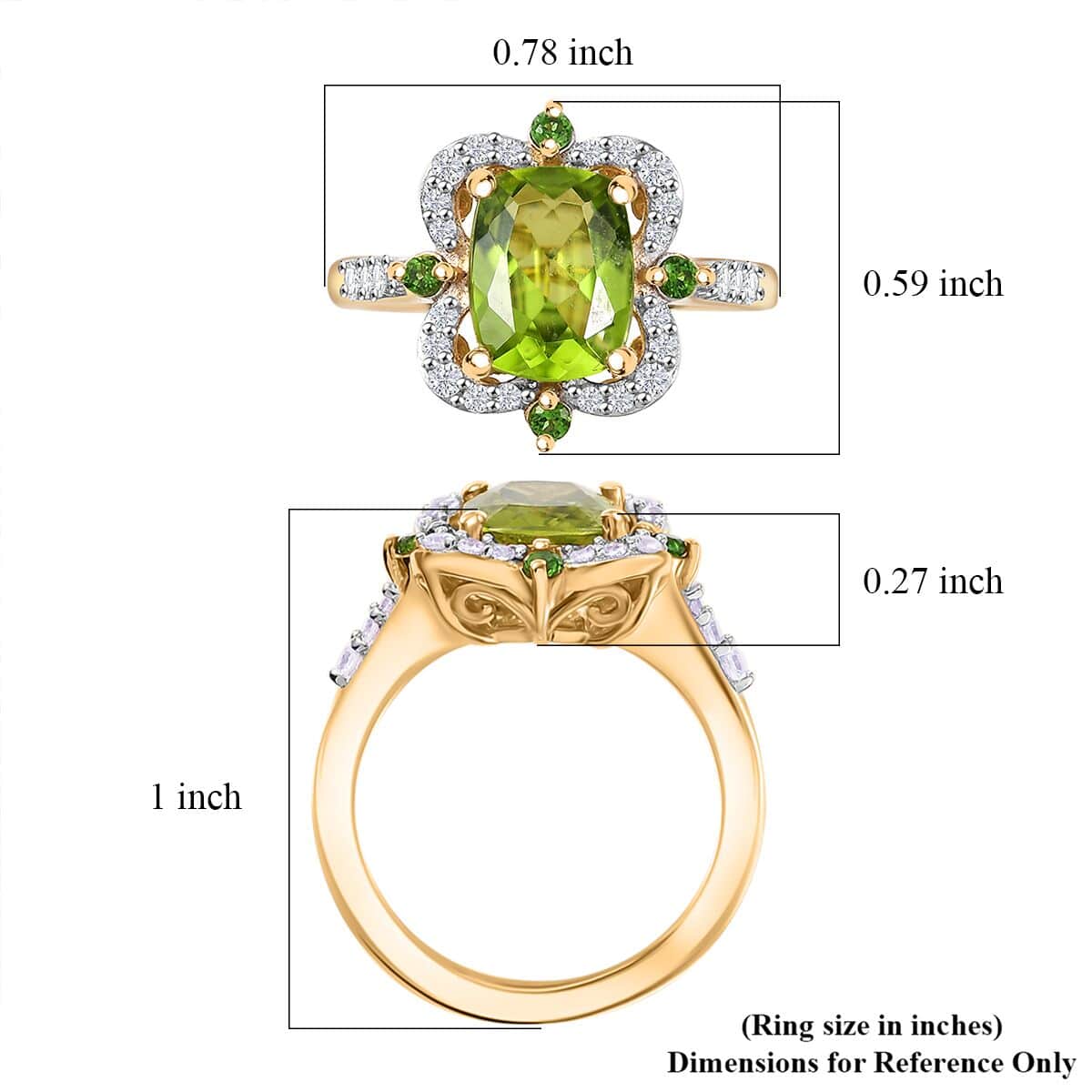 Peridot, Multi Gemstone Ring in 18K Vermeil YG Over Sterling Silver (Size 10.0) 2.85 ctw image number 5