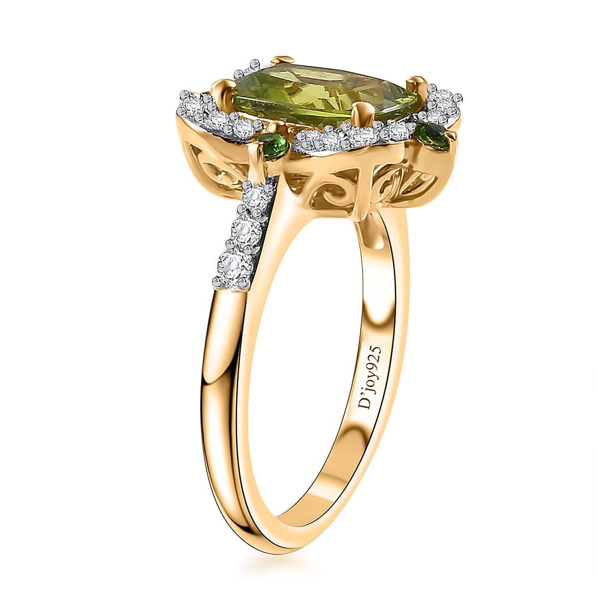 Hebei Peridot and Multi Gemstone 2.85 ctw Clover Leaf Ring in 18K Vermeil Yellow Gold Over Sterling Silver (Size 7.0) image number 3