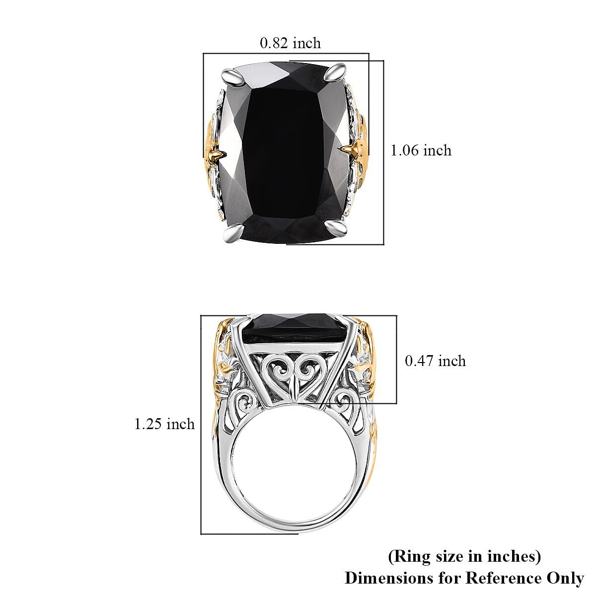 Thai Black Spinel 42.90 ctw Phoenix Ring in 18K Vermeil YG and Rhodium Over Sterling Silver (Size 10.0) image number 5