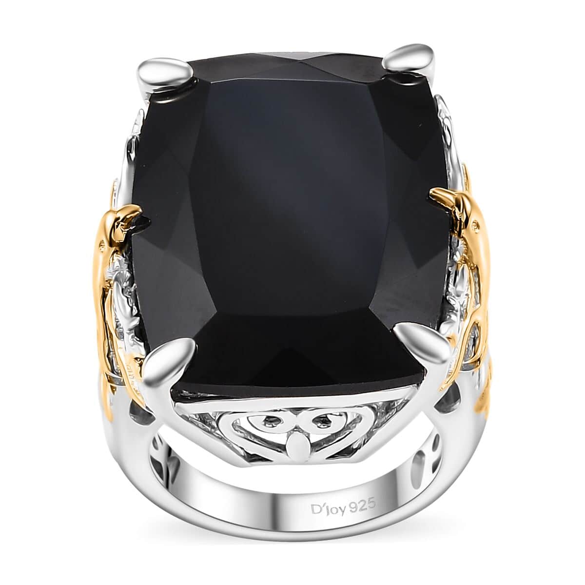 Thai Black Spinel 42.90 ctw Phoenix Ring in 18K Vermeil YG and Rhodium Over Sterling Silver (Size 7.0) image number 0