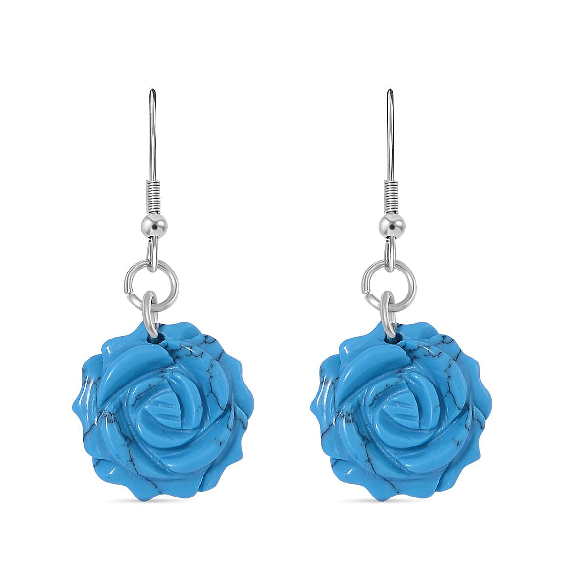 Blue Howlite 25.00 ctw Earrings in Stainless Steel