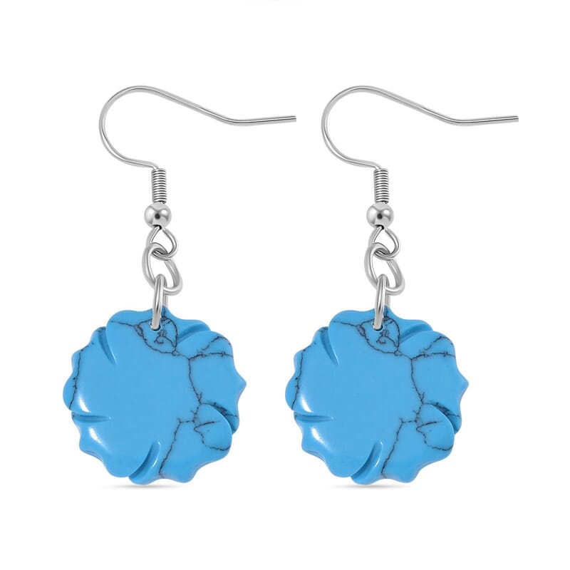 Blue Howlite 25.00 ctw Earrings in Stainless Steel