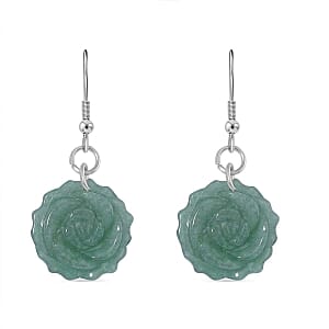 Green Aventurine 25.00 ctw Earrings in Stainless Steel