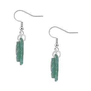 Green Aventurine 25.00 ctw Earrings in Stainless Steel