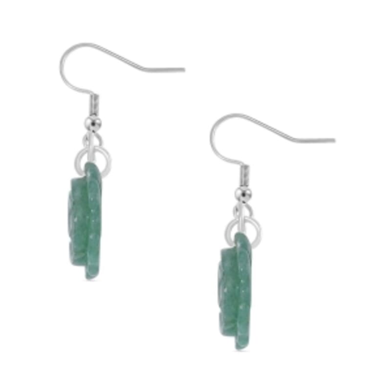 Green Aventurine 25.00 ctw Earrings in Stainless Steel