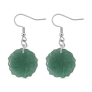 Green Aventurine 25.00 ctw Earrings in Stainless Steel