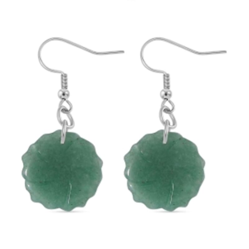 Green Aventurine 25.00 ctw Earrings in Stainless Steel
