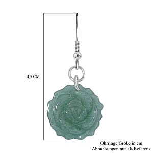 Green Aventurine 25.00 ctw Earrings in Stainless Steel