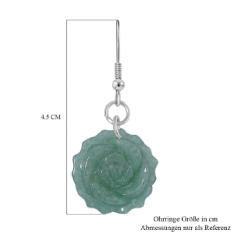Green Aventurine 25.00 ctw Earrings in Stainless Steel