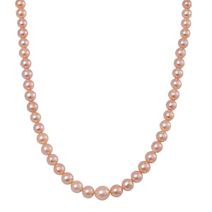 Peach Edison Pearl 340.00 ctw Necklace in 14K Yellow Gold Over Sterling Silver 20 Inches
