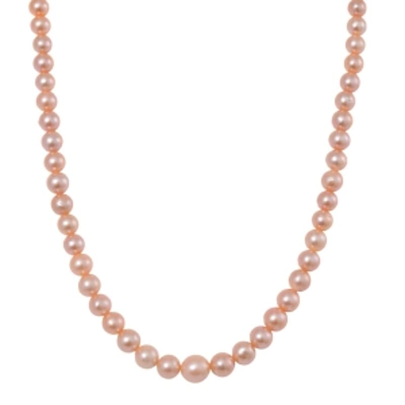Peach Edison Pearl 340.00 ctw Necklace in 14K Yellow Gold Over Sterling Silver 20 Inches