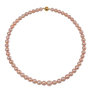 Peach Edison Pearl 340.00 ctw Necklace in 14K Yellow Gold Over Sterling Silver 20 Inches