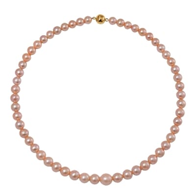 Peach Edison Pearl 340.00 ctw Necklace in 14K Yellow Gold Over Sterling Silver 20 Inches