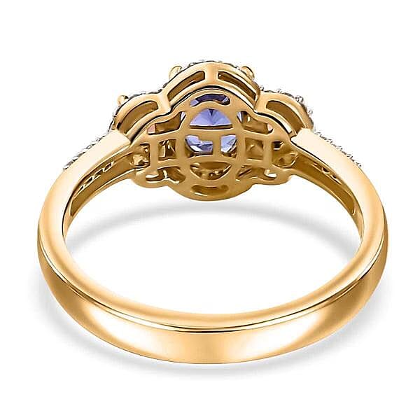 Luxoro AAA Tanzanite and Padparadscha Sapphire (Bery 10.0), G-H I2 Diamond 2.00 ctw Sunset Serenade Ring in 14K Yellow Gold (Size 10.0)