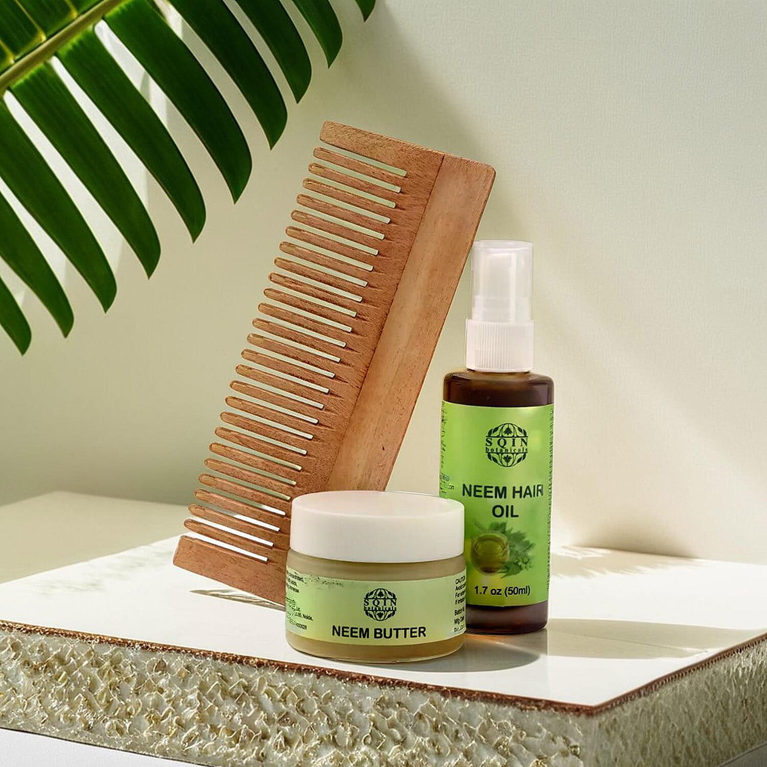 Neem Comb and Neem Hair Growth Oil with Neem Butter