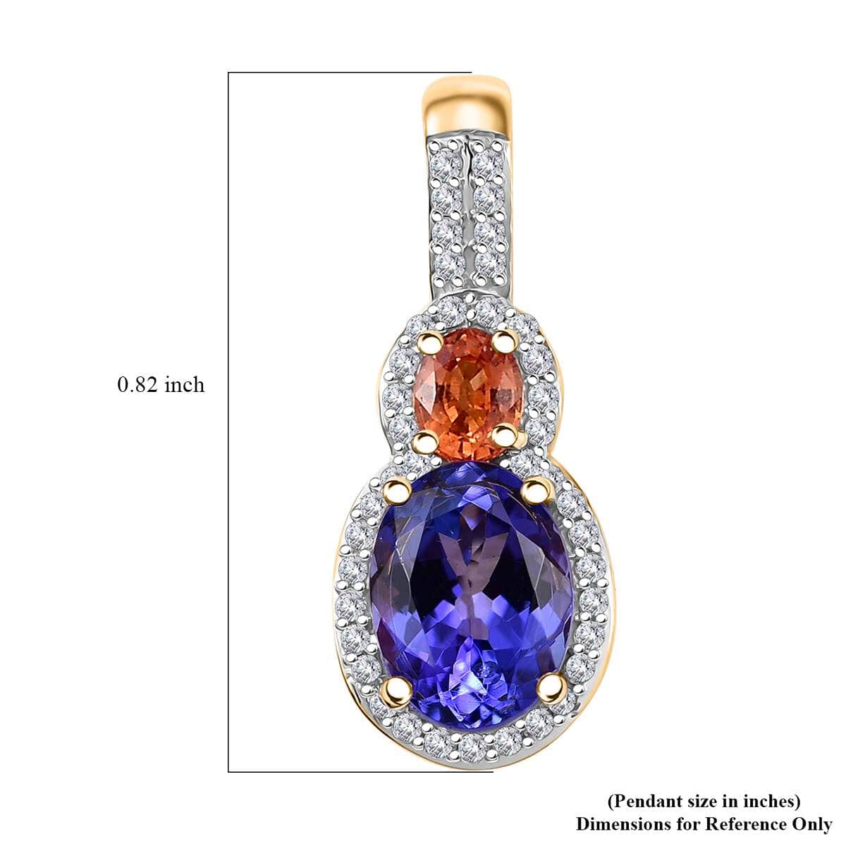 Luxoro AAA Tanzanite and Padparadscha Sapphire (Beryllium Treated), G-H I2 Diamond 1.70 ctw Sunset Serenade Pendant in 14K Yellow Gold image number 5