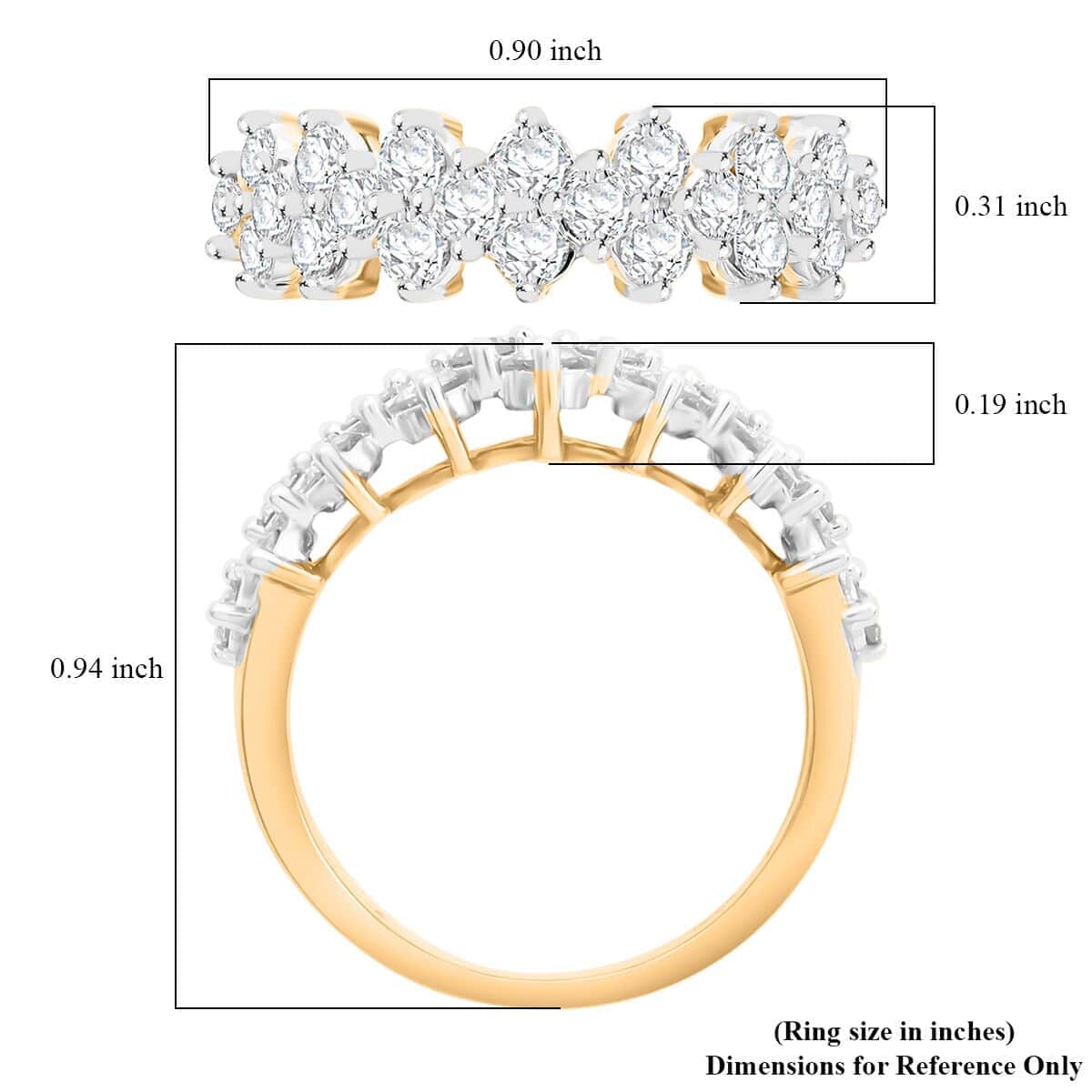 MEGA CLEARANCE NY CLOSEOUT DEAL 10K Yellow Gold White Diamond Ring (Size 5.0) 1.00 ctw image number 5