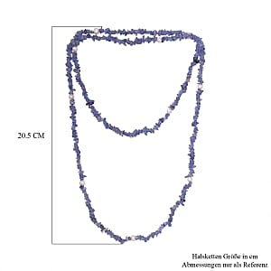 Tanzanite and Freshwater Pearl 175.00 ctw Necklace in Silvertone 36 Inches
