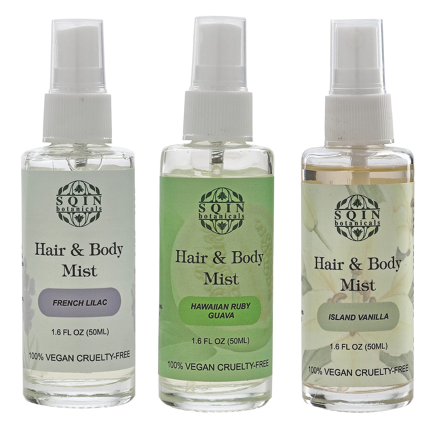Sqin Botanical Set of 3 Hair and Body Mist